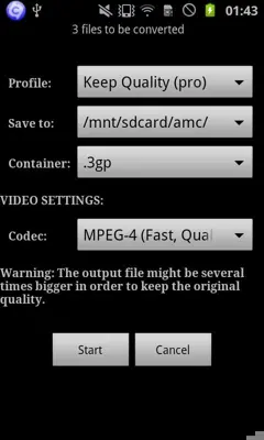 VidCon codec armv7 neon android App screenshot 4